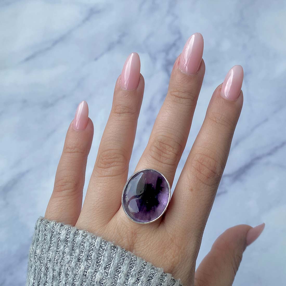 Star Amethyst Adjustable Ring-(STA-R-28.)